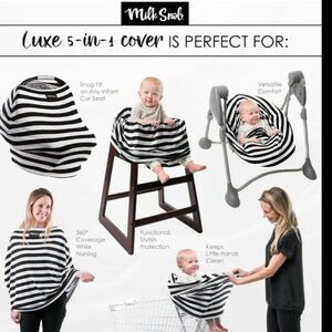 Milk Snob Breastfeeding Cover Gray White Striped Carseat Canopy